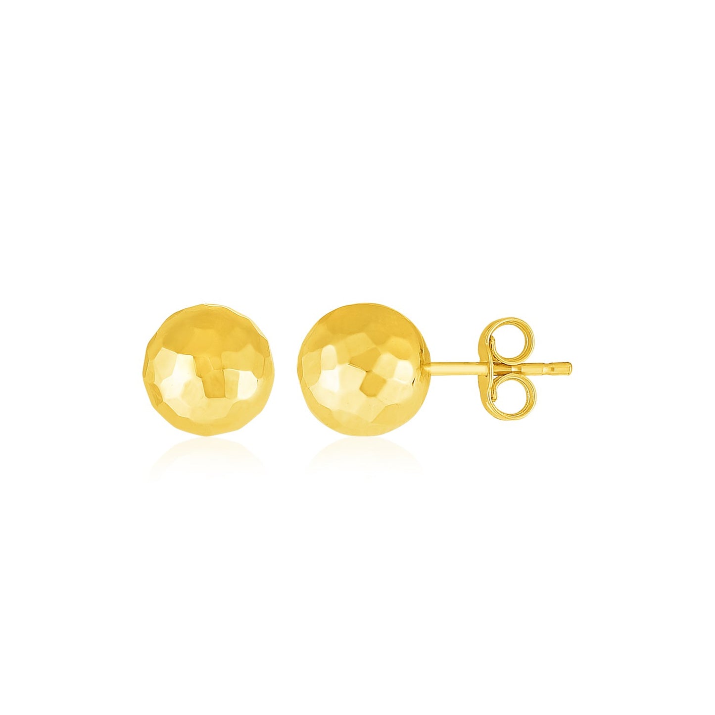 14k Yellow Gold Ball Earrings with Faceted Texture(5mm)-Teresa&#39;s Fashionista LLC