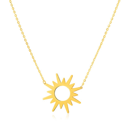 14K Yellow Gold Sunburst Necklace-Teresa&#39;s Fashionista LLC