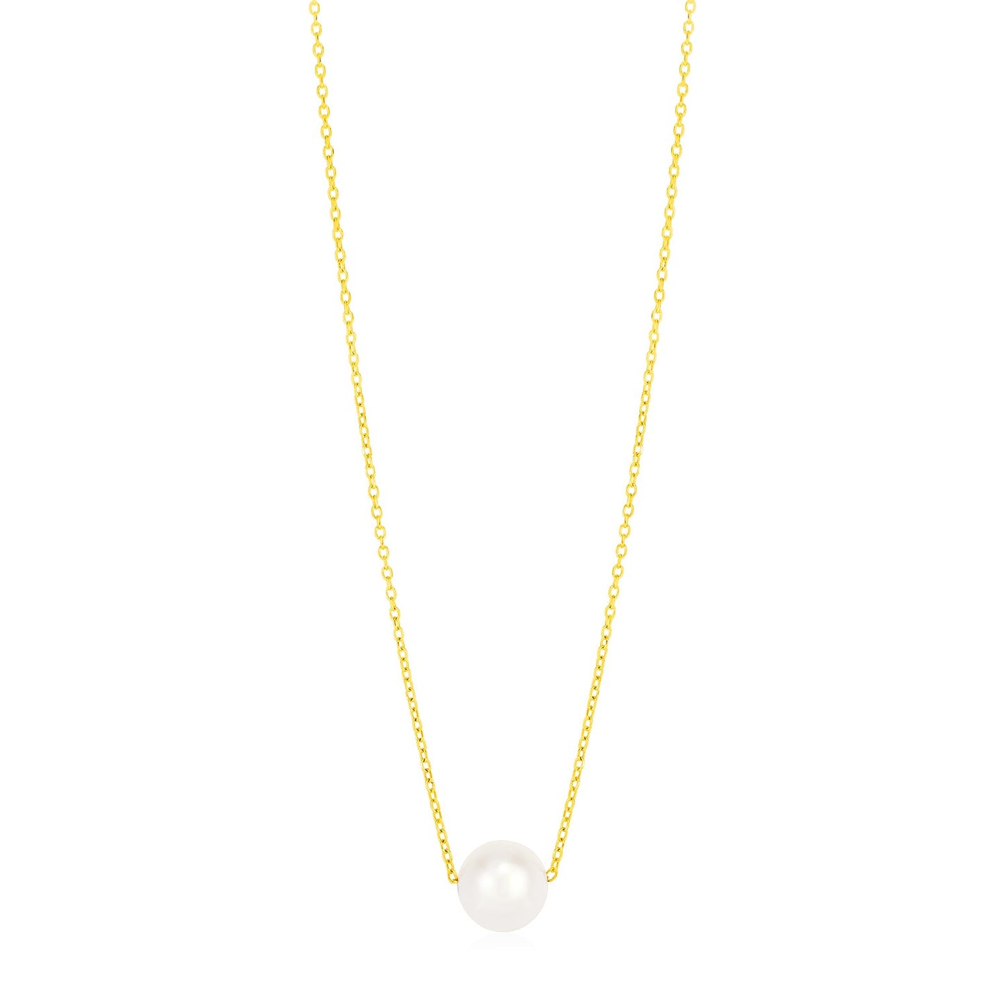 14k Yellow Gold Pearl Solitaire Necklace-Teresa&#39;s Fashionista LLC