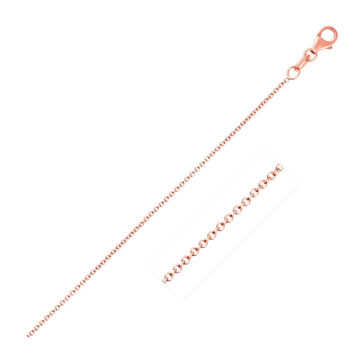 14k Pink Gold Round Cable Link Chain (1.10 mm)-Teresa&#39;s Fashionista LLC