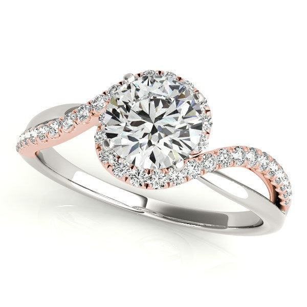 14k White And Rose Gold Bypass Band Diamond Engagement Ring (1 1/8 cttw)-Teresa&#39;s Fashionista LLC