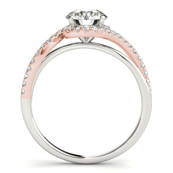 14k White And Rose Gold Bypass Band Diamond Engagement Ring (1 1/8 cttw)-Teresa&#39;s Fashionista LLC