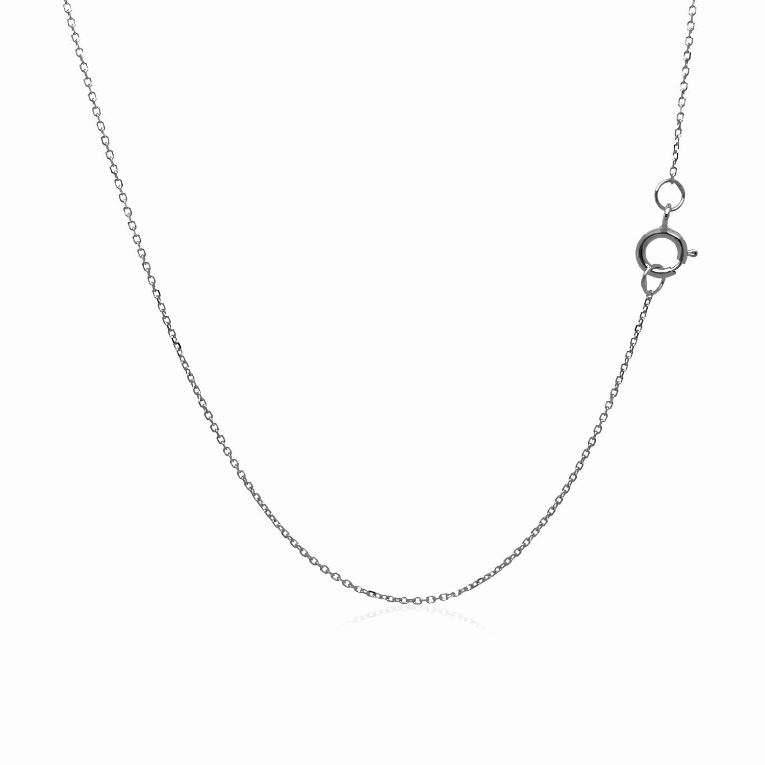 14k White Gold Diamond Cut Cable Link Chain (0.68 mm)-Teresa&#39;s Fashionista LLC