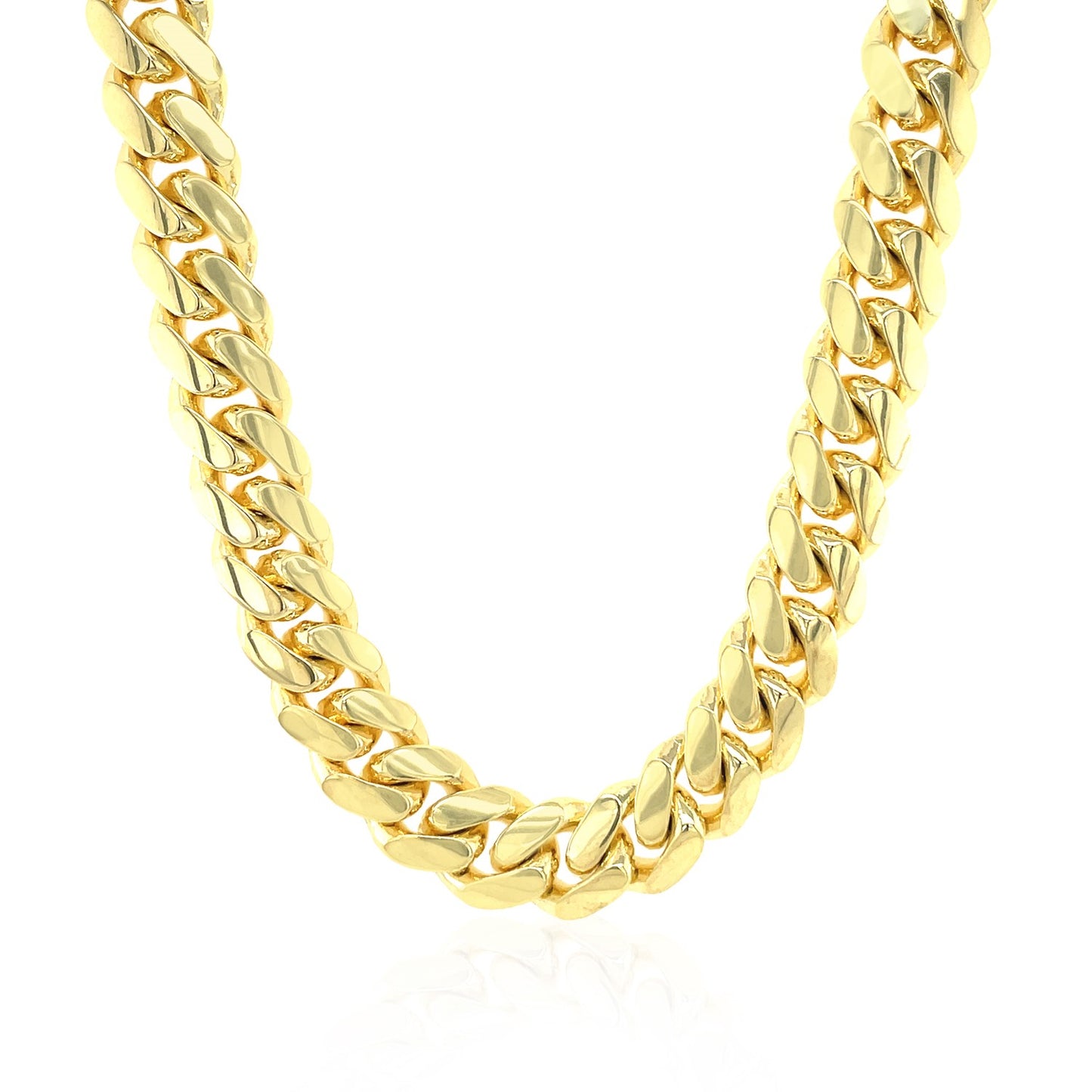 14k Yellow Gold Classic Miami Cuban Solid Chain (9.20 mm)-Teresa&#39;s Fashionista LLC