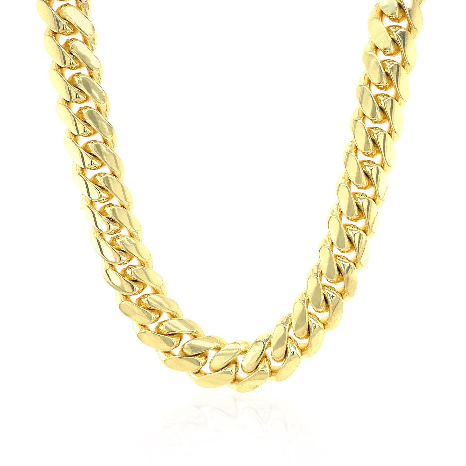 14k Yellow Gold Classic Miami Cuban Solid Chain (9.20 mm)-Teresa&#39;s Fashionista LLC