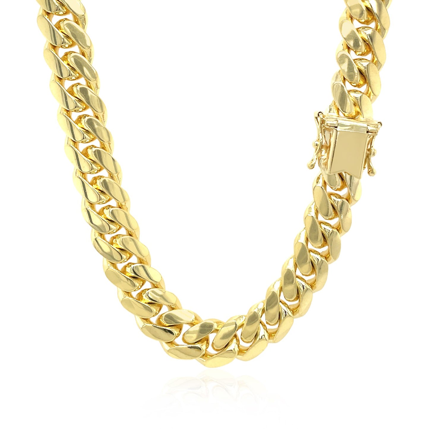 14k Yellow Gold Classic Miami Cuban Solid Chain (9.20 mm)-Teresa&#39;s Fashionista LLC