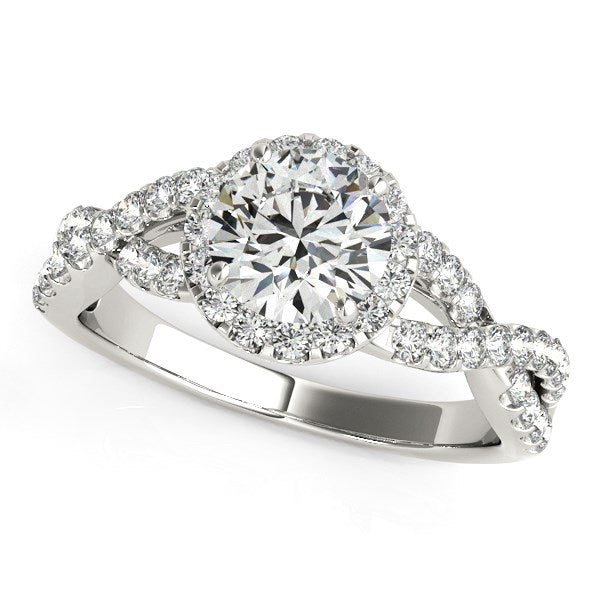 14k White Gold Entwined Split Shank Diamond Engagement Ring (1 1/2 cttw)-Teresa&#39;s Fashionista LLC