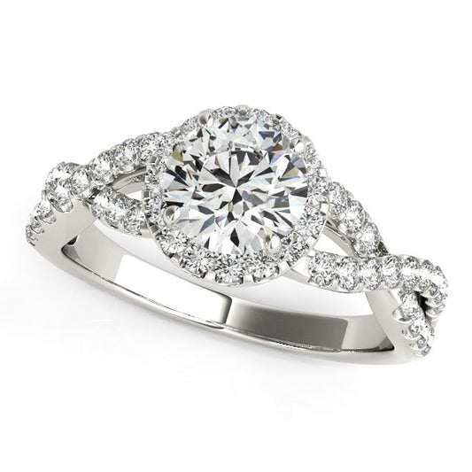 14k White Gold Entwined Split Shank Diamond Engagement Ring (1 1/2 cttw)-Teresa&#39;s Fashionista LLC