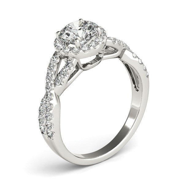 14k White Gold Entwined Split Shank Diamond Engagement Ring (1 1/2 cttw)-Teresa&#39;s Fashionista LLC