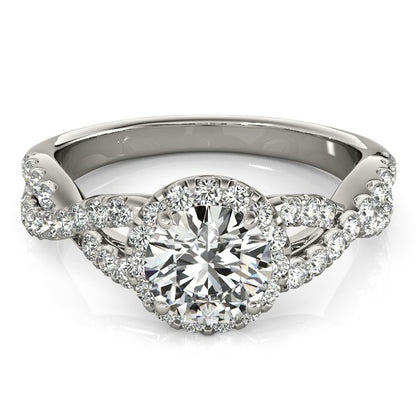 14k White Gold Entwined Split Shank Diamond Engagement Ring (1 1/2 cttw)-Teresa&#39;s Fashionista LLC