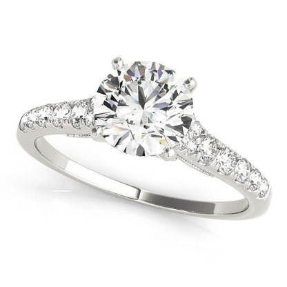 14k White Gold Diamond Engagement Ring With Single Row Band (1 3/4 cttw)-Teresa&#39;s Fashionista LLC