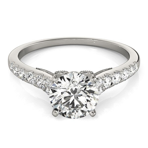 14k White Gold Diamond Engagement Ring With Single Row Band (1 3/4 cttw)-Teresa&#39;s Fashionista LLC