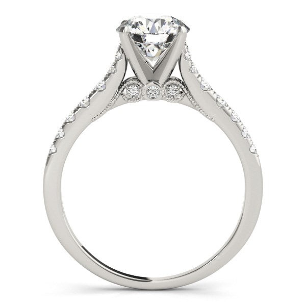 14k White Gold Diamond Engagement Ring With Single Row Band (1 3/4 cttw)-Teresa&#39;s Fashionista LLC