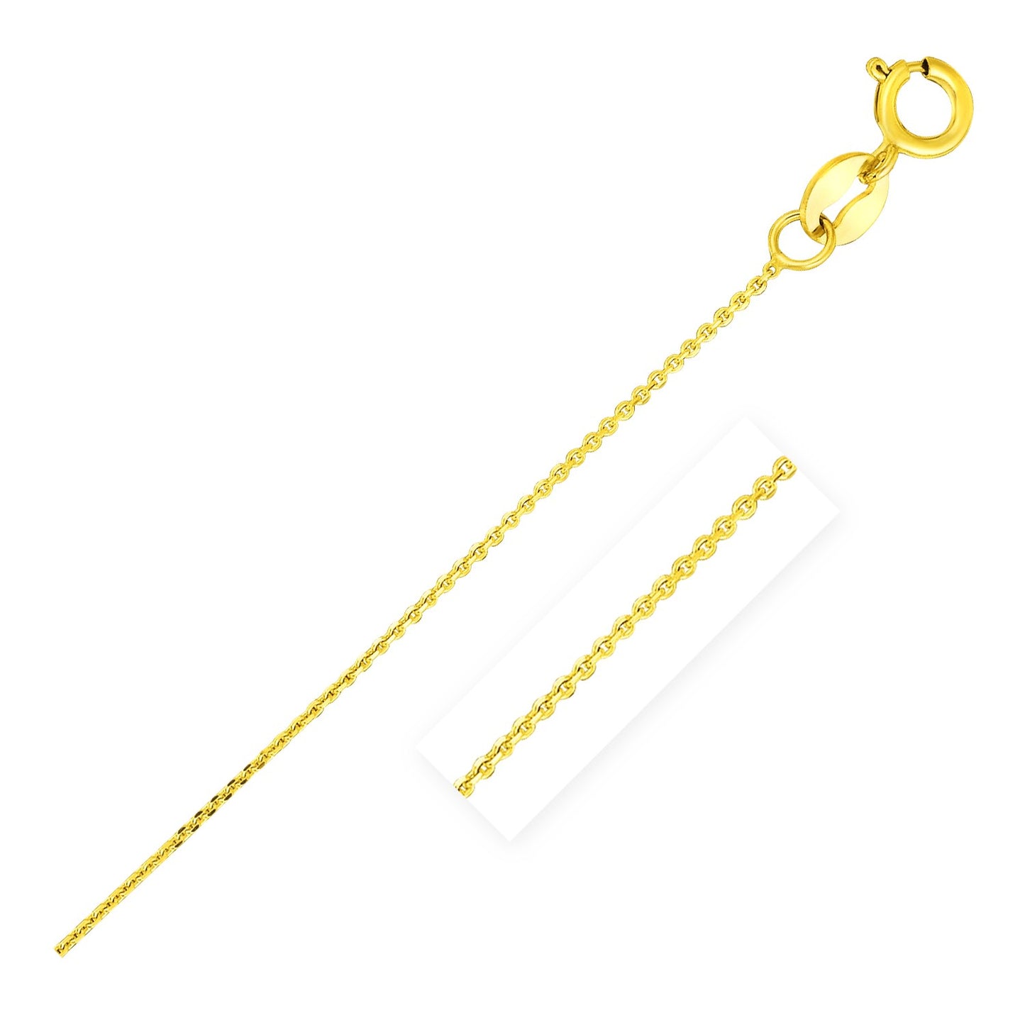 14k Yellow Gold Diamond Cut Cable Link Chain (0.68 mm)-Teresa&#39;s Fashionista LLC