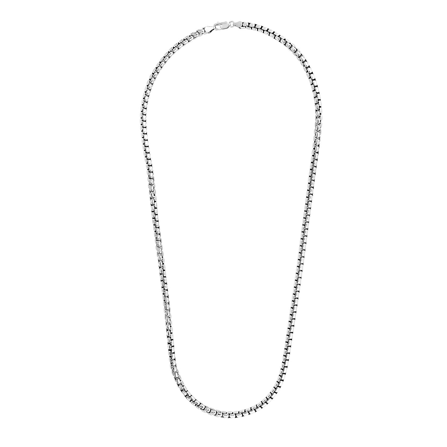 Sterling Silver Rhodium Plated Round Box Chain (5.20 mm)-Teresa&#39;s Fashionista LLC