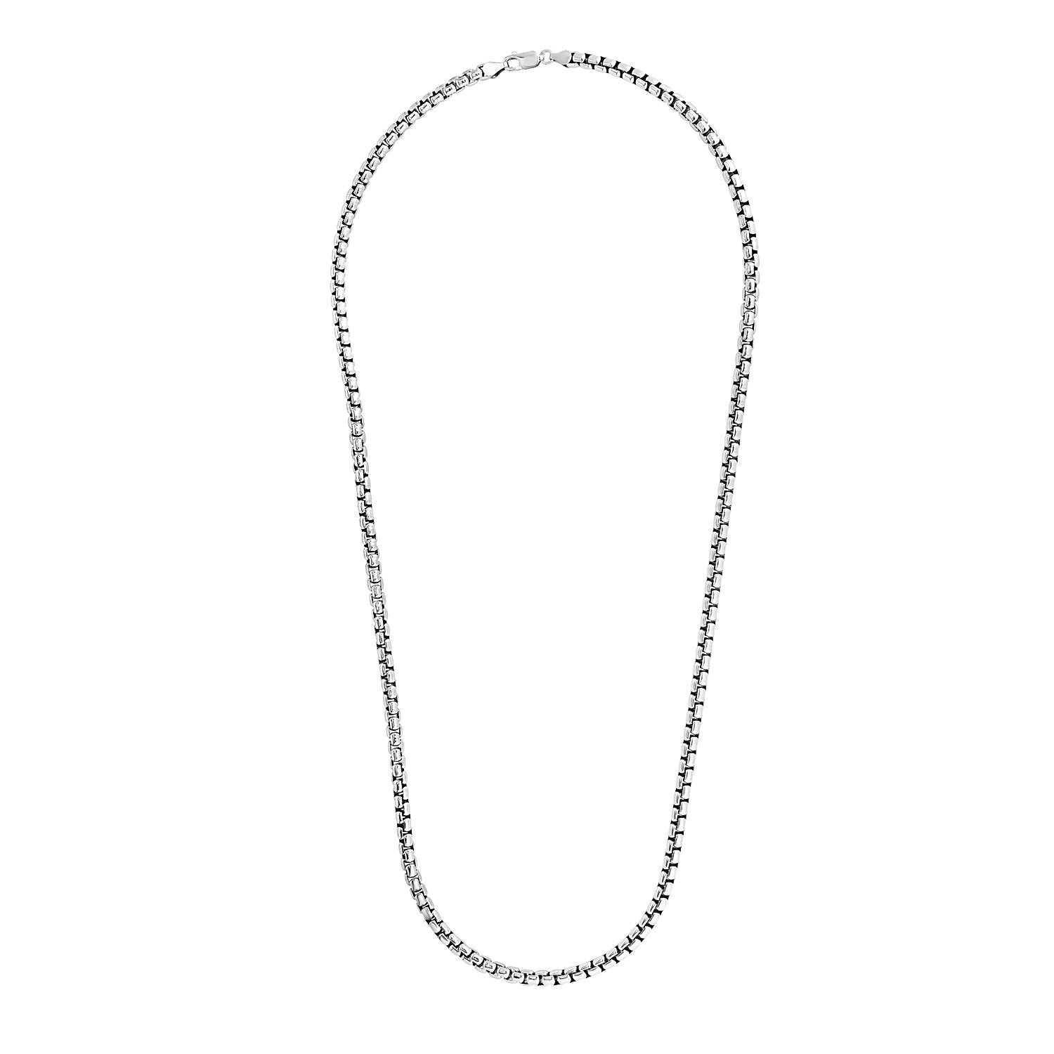 Sterling Silver Rhodium Plated Round Box Chain (5.20 mm)-Teresa&#39;s Fashionista LLC