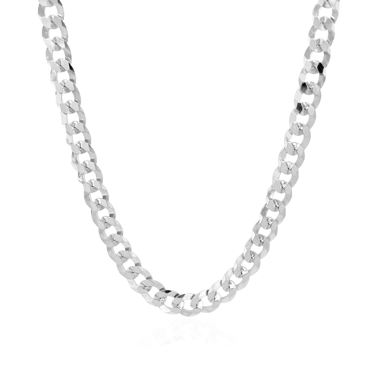 Rhodium Plated Sterling Silver Curb Style Chain (5.50 mm)-Teresa&#39;s Fashionista LLC