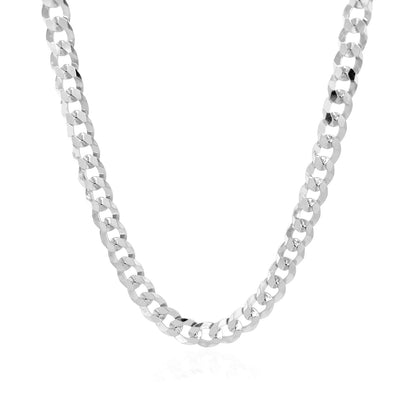 Rhodium Plated Sterling Silver Curb Style Chain (5.50 mm)-Teresa&#39;s Fashionista LLC