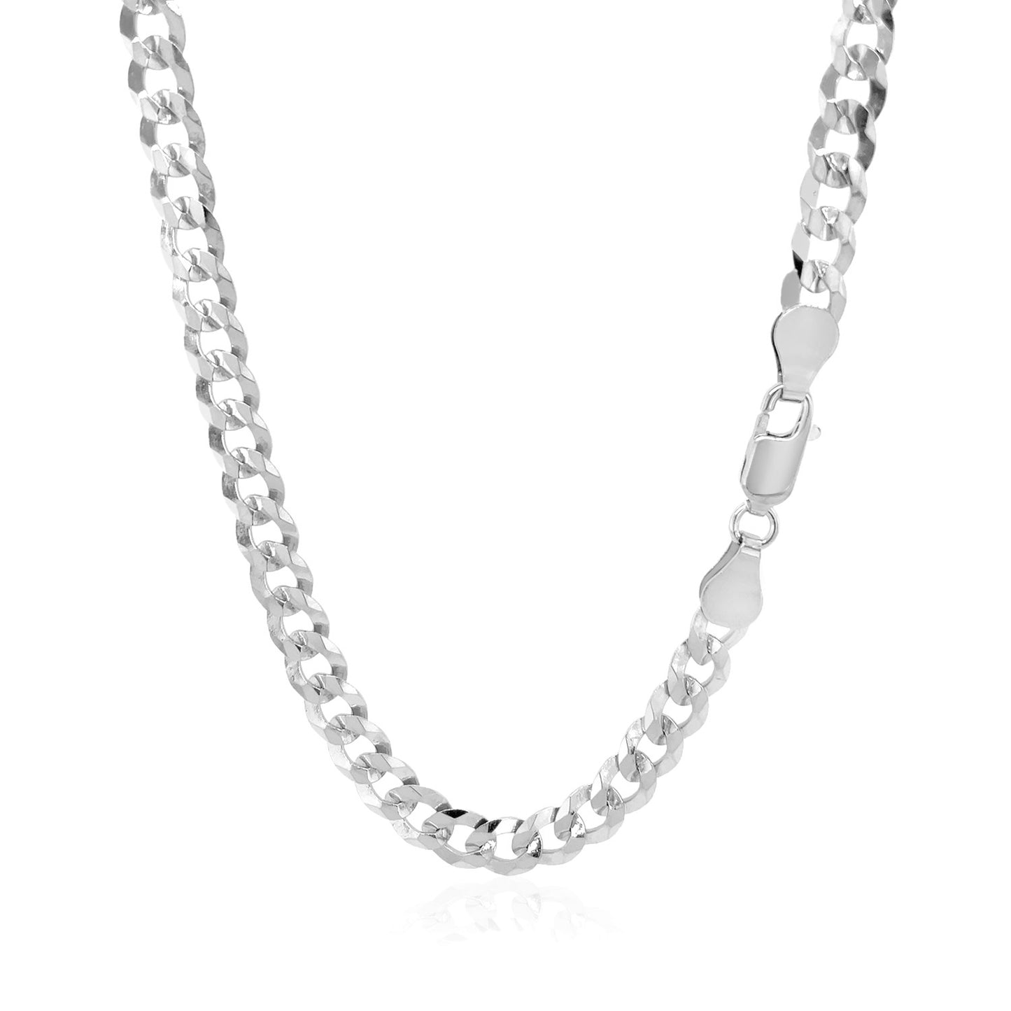 Rhodium Plated Sterling Silver Curb Style Chain (5.50 mm)-Teresa&#39;s Fashionista LLC