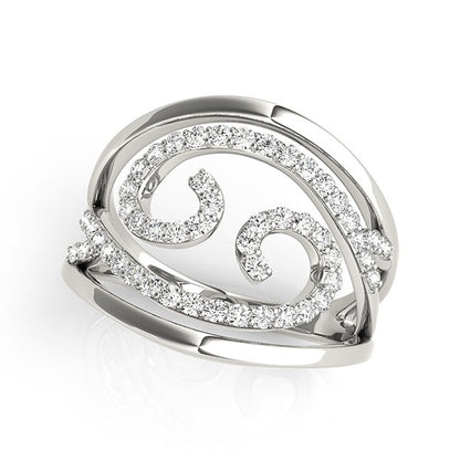 Swirl Design Diamond Ring in 14k White Gold (1/2 cttw)-Teresa&#39;s Fashionista LLC