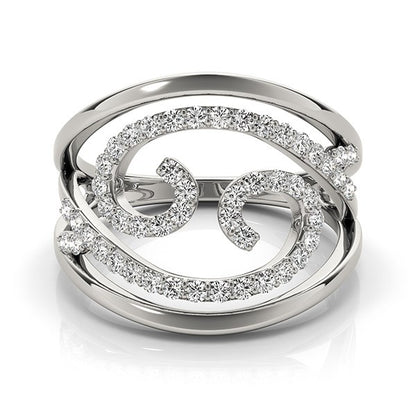 Swirl Design Diamond Ring in 14k White Gold (1/2 cttw)-Teresa&#39;s Fashionista LLC