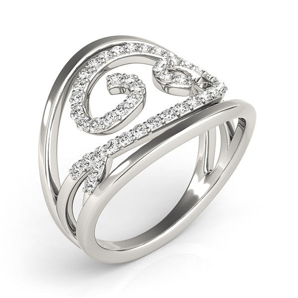 Swirl Design Diamond Ring in 14k White Gold (1/2 cttw)-Teresa&#39;s Fashionista LLC