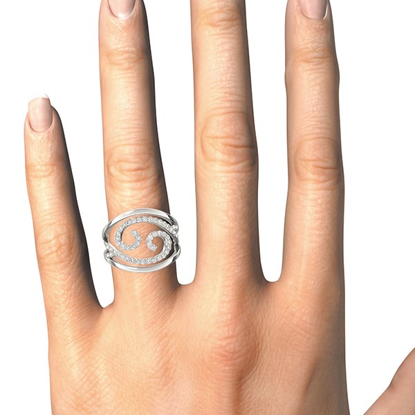 Swirl Design Diamond Ring in 14k White Gold (1/2 cttw)-Teresa&#39;s Fashionista LLC