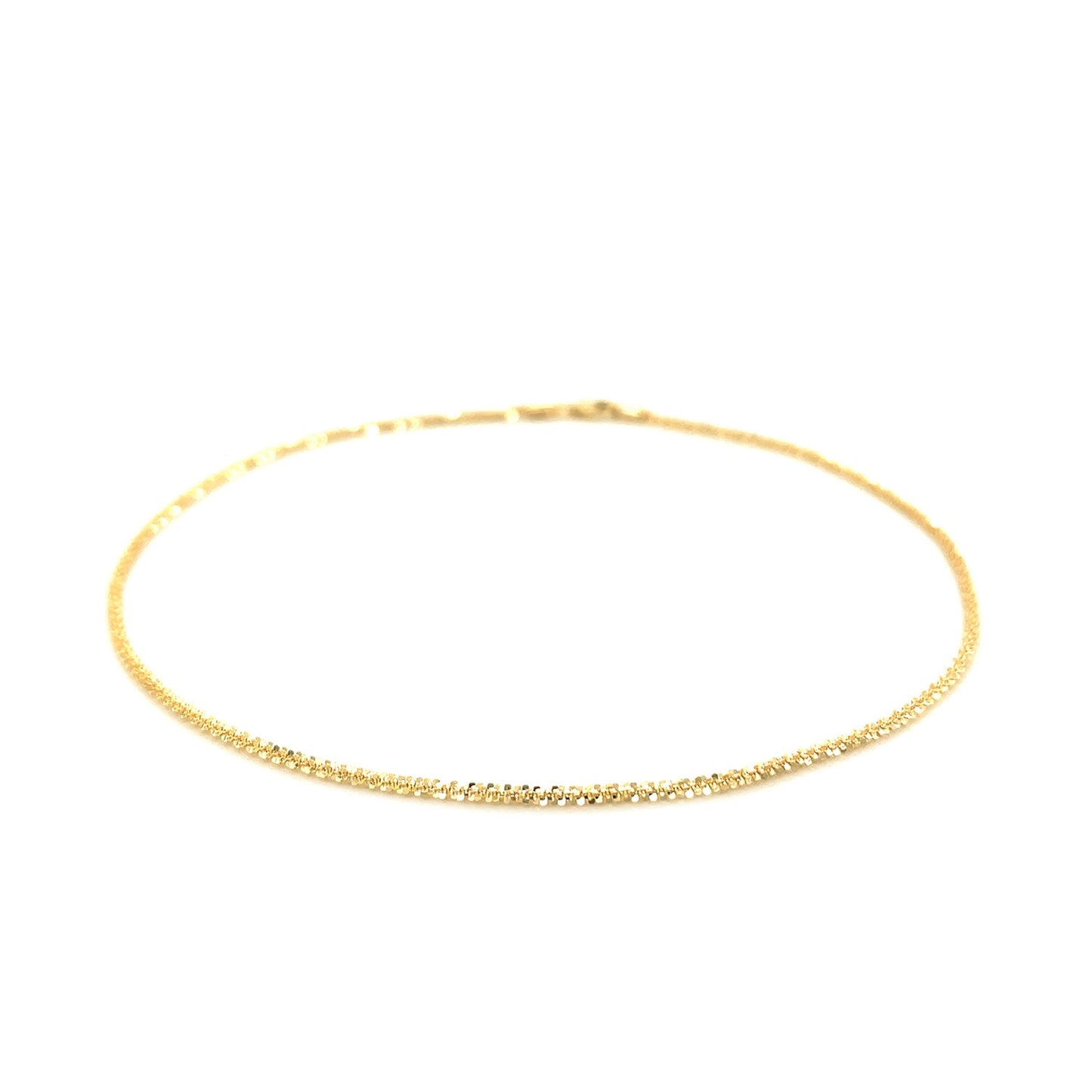 10k Yellow Gold Sparkle Anklet 1.5mm-Teresa&#39;s Fashionista LLC