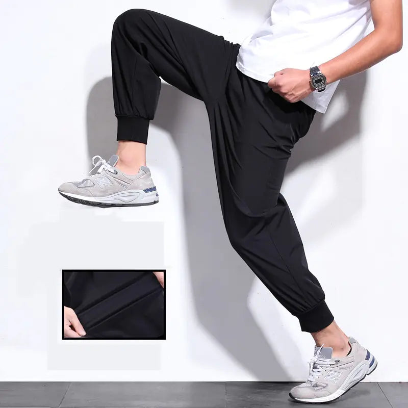 Oversized Black Casual Pants Men&#39;s 10XL Sweatpants Korean-Teresa&#39;s Fashionista LLC