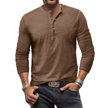 Button Washed Old V-neck Men's T-shirt-Teresa&#39;s Fashionista LLC