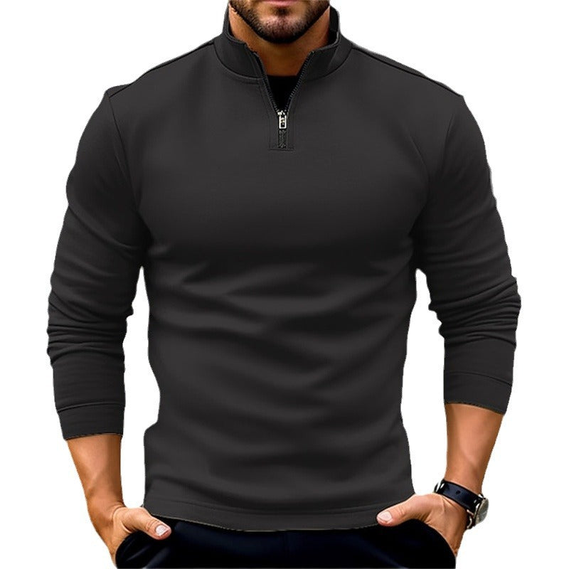 Long-sleeve Zipper Men's Sports Polo Shirt-Teresa&#39;s Fashionista LLC