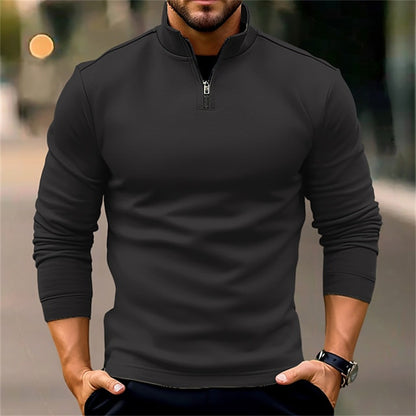 Long-sleeve Zipper Men's Sports Polo Shirt-Teresa&#39;s Fashionista LLC