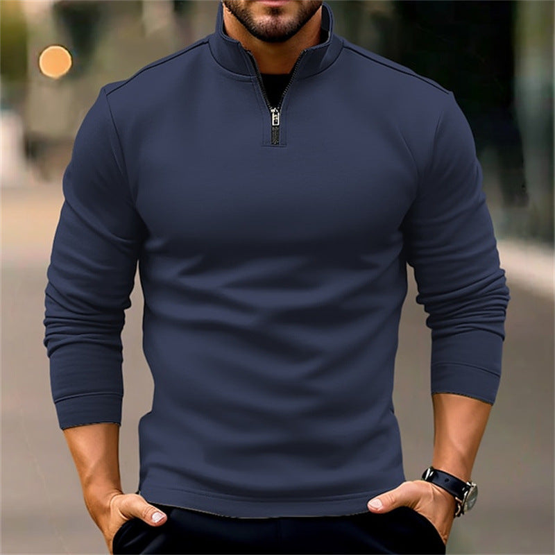 Long-sleeve Zipper Men's Sports Polo Shirt-Teresa&#39;s Fashionista LLC