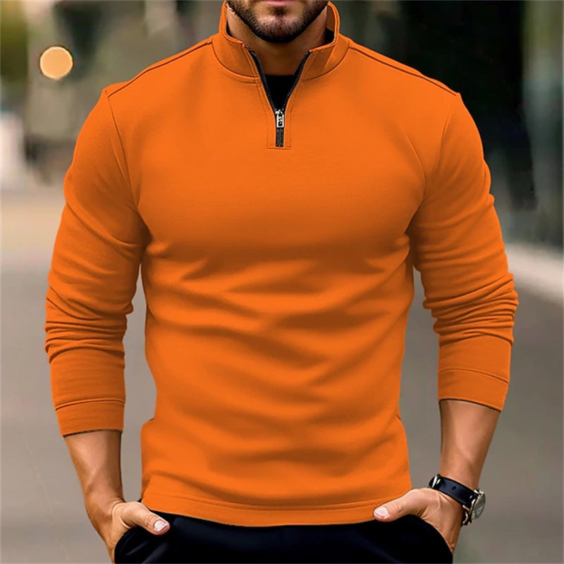 Long-sleeve Zipper Men's Sports Polo Shirt-Teresa&#39;s Fashionista LLC