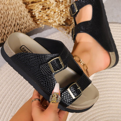 PU Leather Buckle Sandals-Teresa&#39;s Fashionista LLC