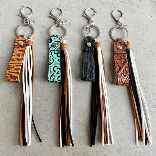 Genuine Leather Tassel Keychain-Teresa&#39;s Fashionista LLC