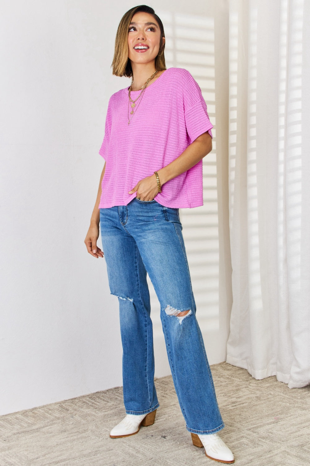 Zenana Full Size Round Neck Short Sleeve Top-Teresa&#39;s Fashionista LLC