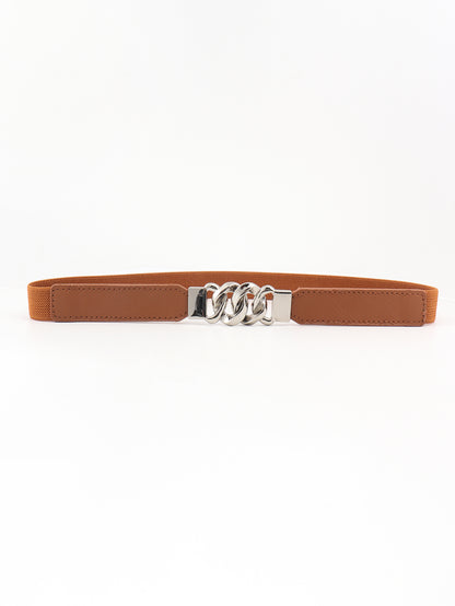 Zinc Alloy Buckle Elastic PU Belt-Teresa&#39;s Fashionista LLC