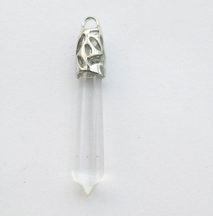 Natural Crystal Hexagonal Prism Bullet Pendant-Teresa&#39;s Fashionista LLC