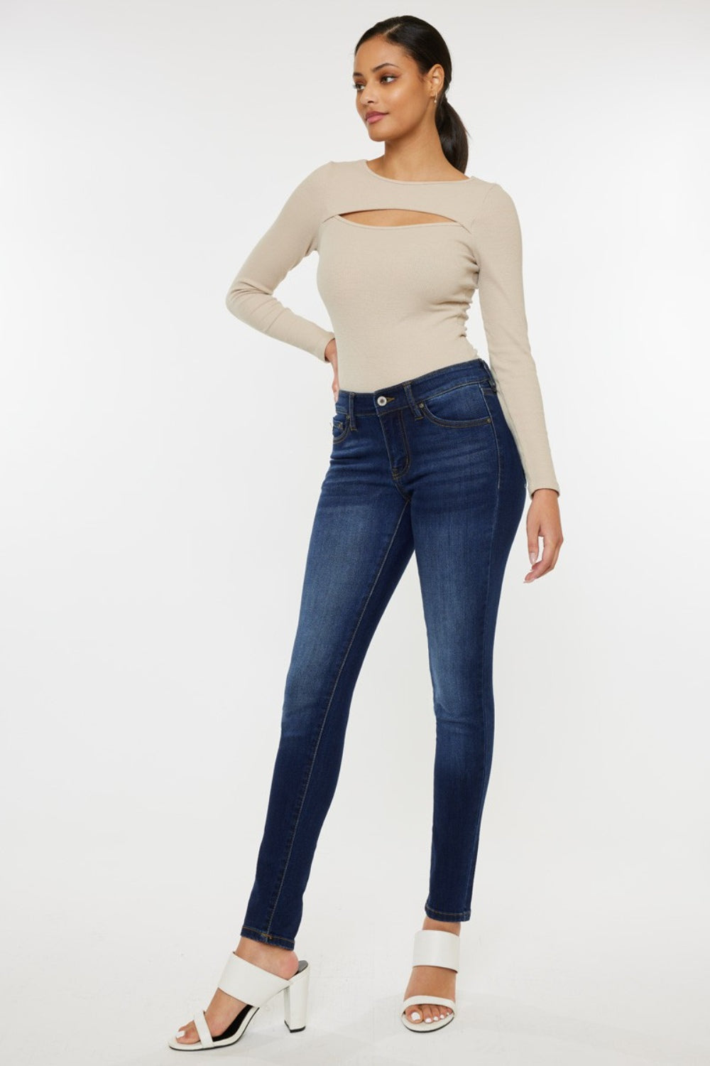 Kancan Mid Rise Gradient Skinny Jeans-Teresa&#39;s Fashionista LLC