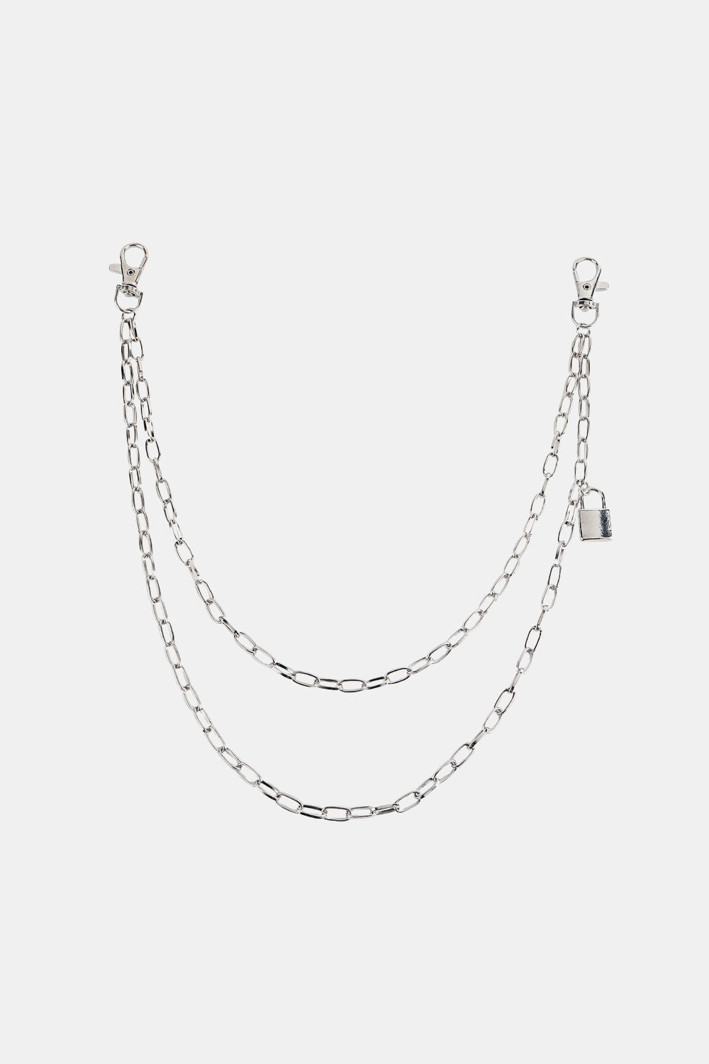 Double Layered Iron Chain Belt with Lock Charm-Teresa&#39;s Fashionista LLC