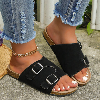 Metal Buckle Open Toe Sandals-Teresa&#39;s Fashionista LLC