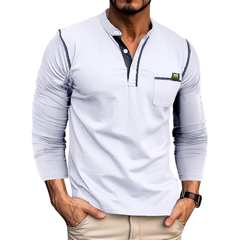 Men's Long Sleeve Color Matching Shirt-Teresa&#39;s Fashionista LLC