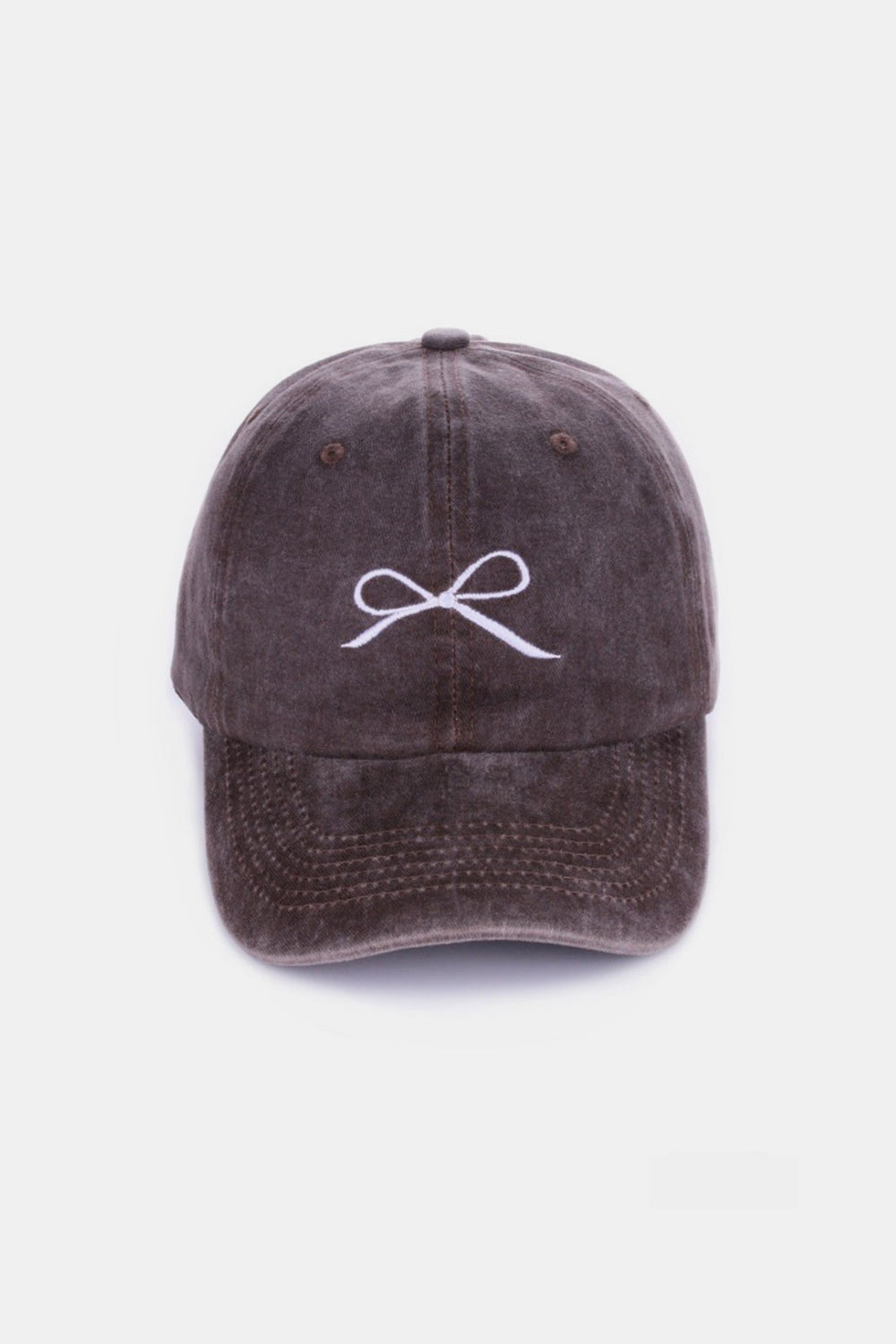 Zenana Bow Embroidered Washed Cotton Caps-Teresa&#39;s Fashionista LLC