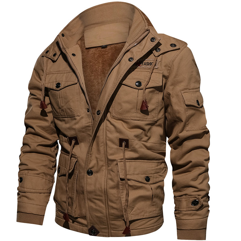 Men Winter Fleece Jacket Warm Hooded Coat Thermal Thick Outerwear Male Military Jacket-Teresa&#39;s Fashionista LLC