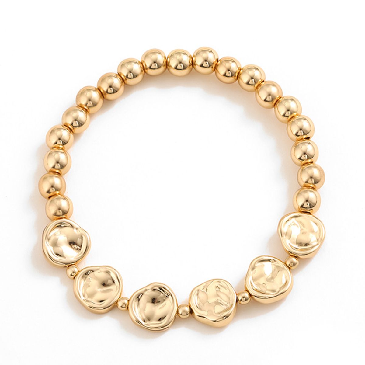 Gold-Plated Alloy Bead Bracelet-Teresa&#39;s Fashionista LLC