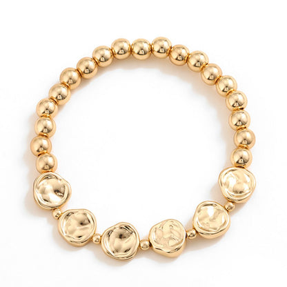 Gold-Plated Alloy Bead Bracelet-Teresa&#39;s Fashionista LLC