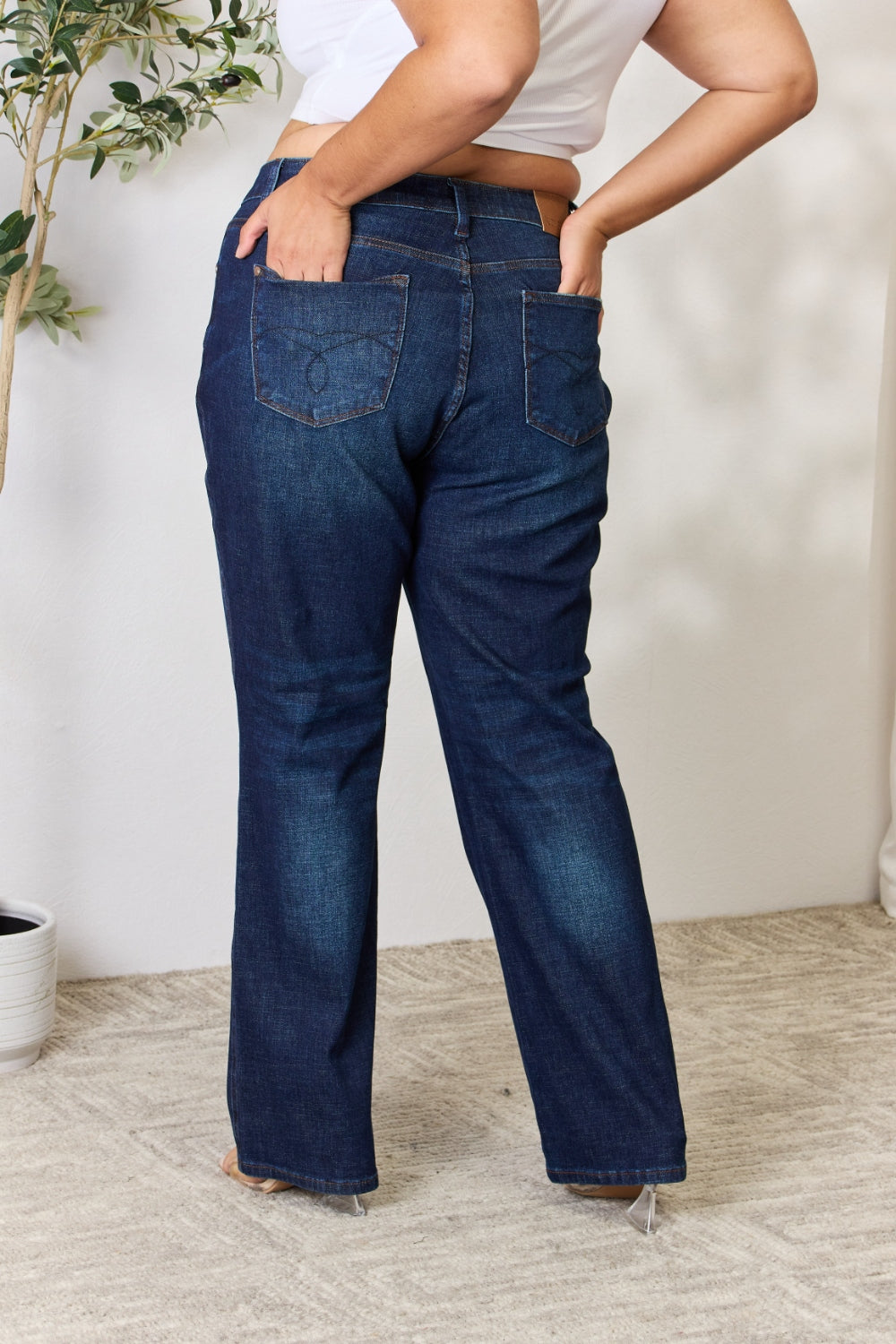 Judy Blue Full Size Button-Fly Straight Jeans-Teresa&#39;s Fashionista LLC