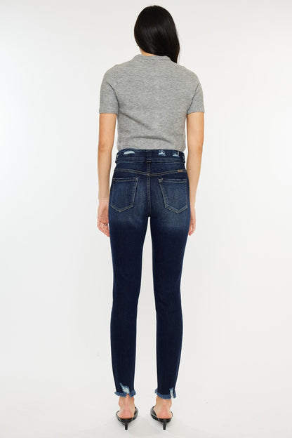 Kancan Full Size Cat's Whiskers Raw Hem High Waist Jeans-Teresa&#39;s Fashionista LLC