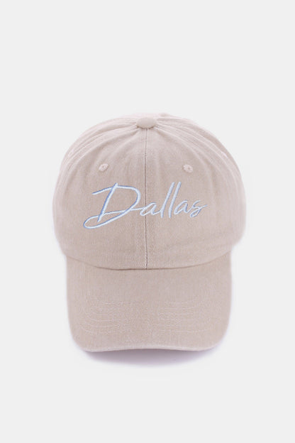 Zenana Washed DALLAS Embroidered Baseball Cap-Teresa&#39;s Fashionista LLC